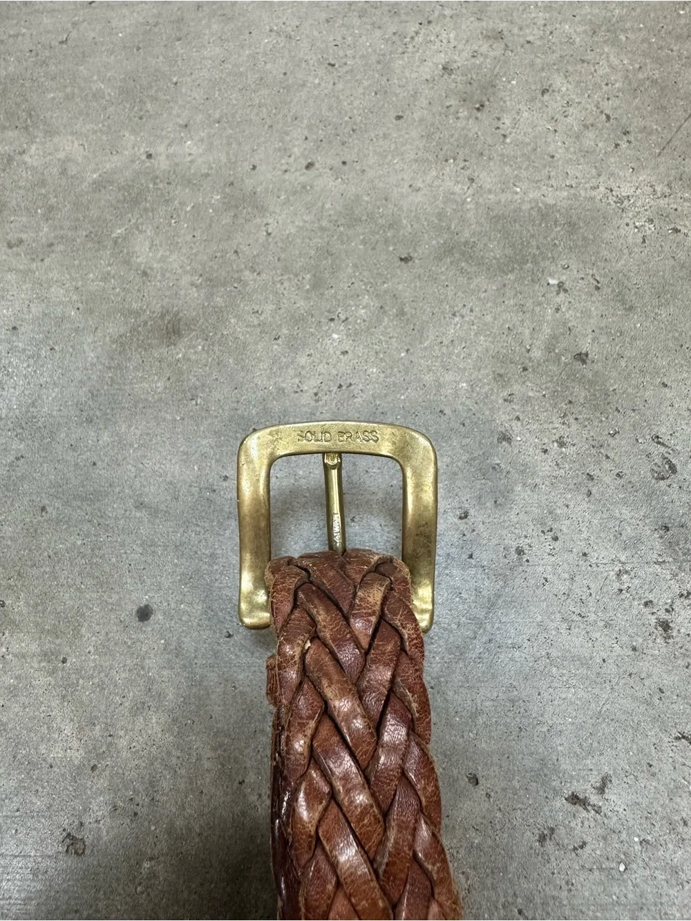 Vintage 90’s Hand Braided In USA Leather Belt With Solid Brass Buckle